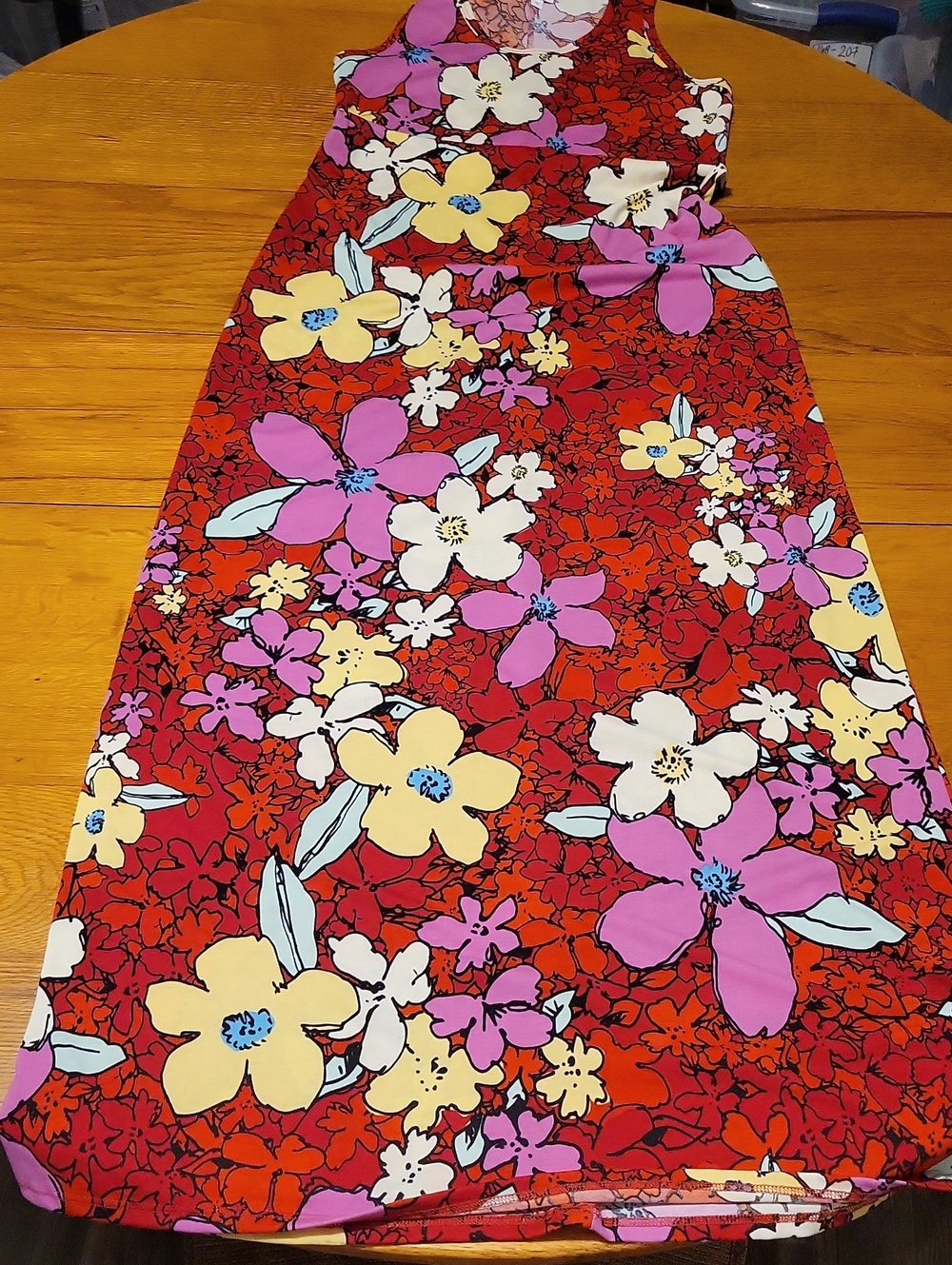 LuLaRoe Red Floral Maxi Dress with Pink, Yellow, White